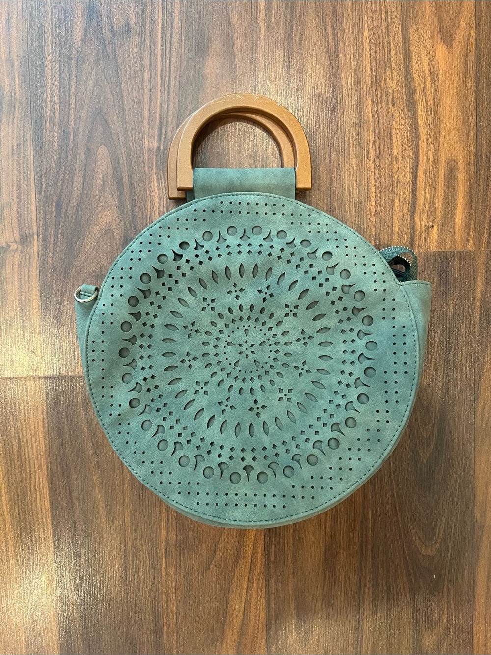 Round Cross Body Purse or Handbag - Olive Green